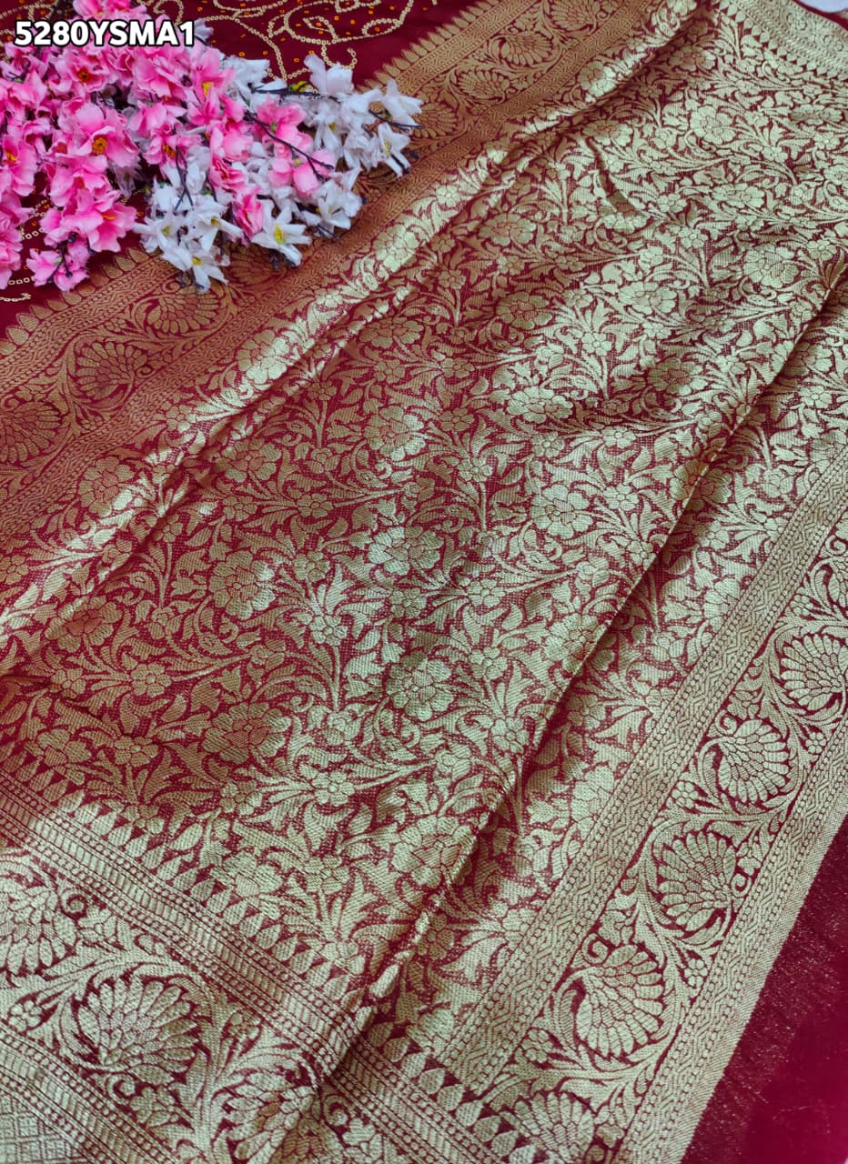 KcPc Festive Wear Viscous Silk Bandhani Style Saree with Zari Weaving VJT