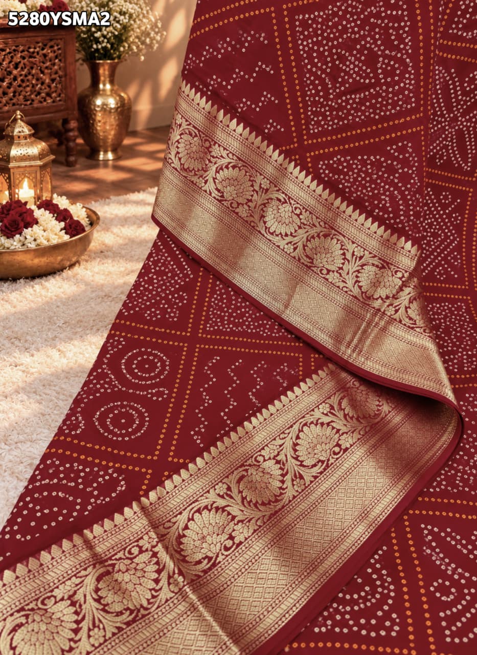 KcPc Traditional Viscous Silk Bandhani Saree with Rich Zari Weaving DesignVJT