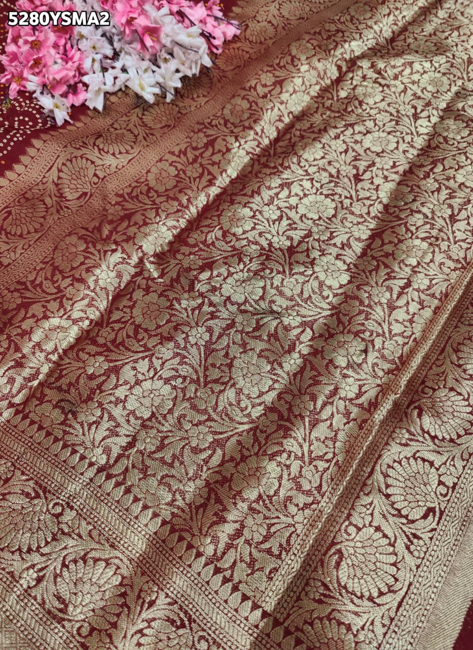 KcPc Traditional Viscous Silk Bandhani Saree with Rich Zari Weaving DesignVJT