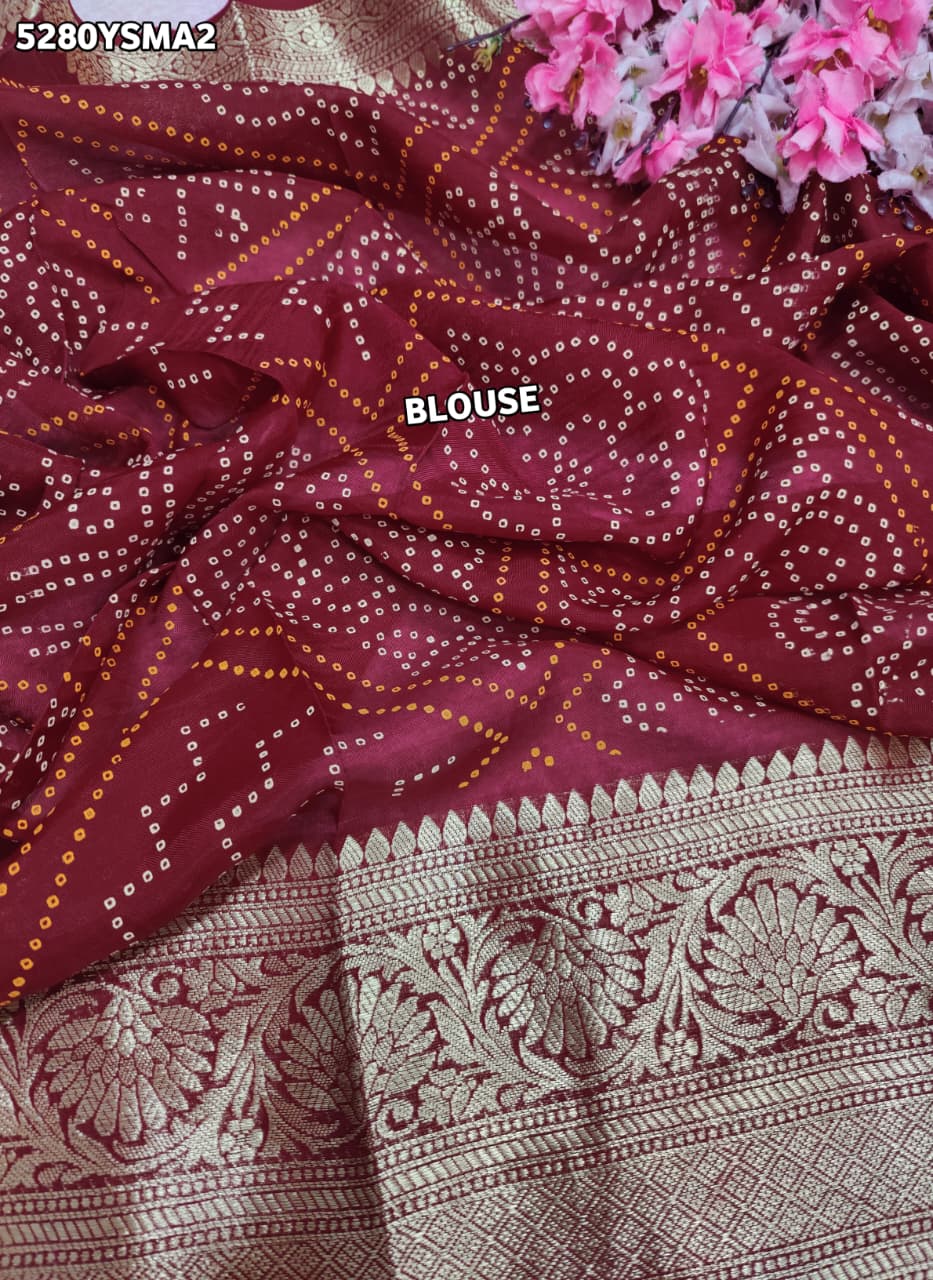 KcPc Traditional Viscous Silk Bandhani Saree with Rich Zari Weaving DesignVJT