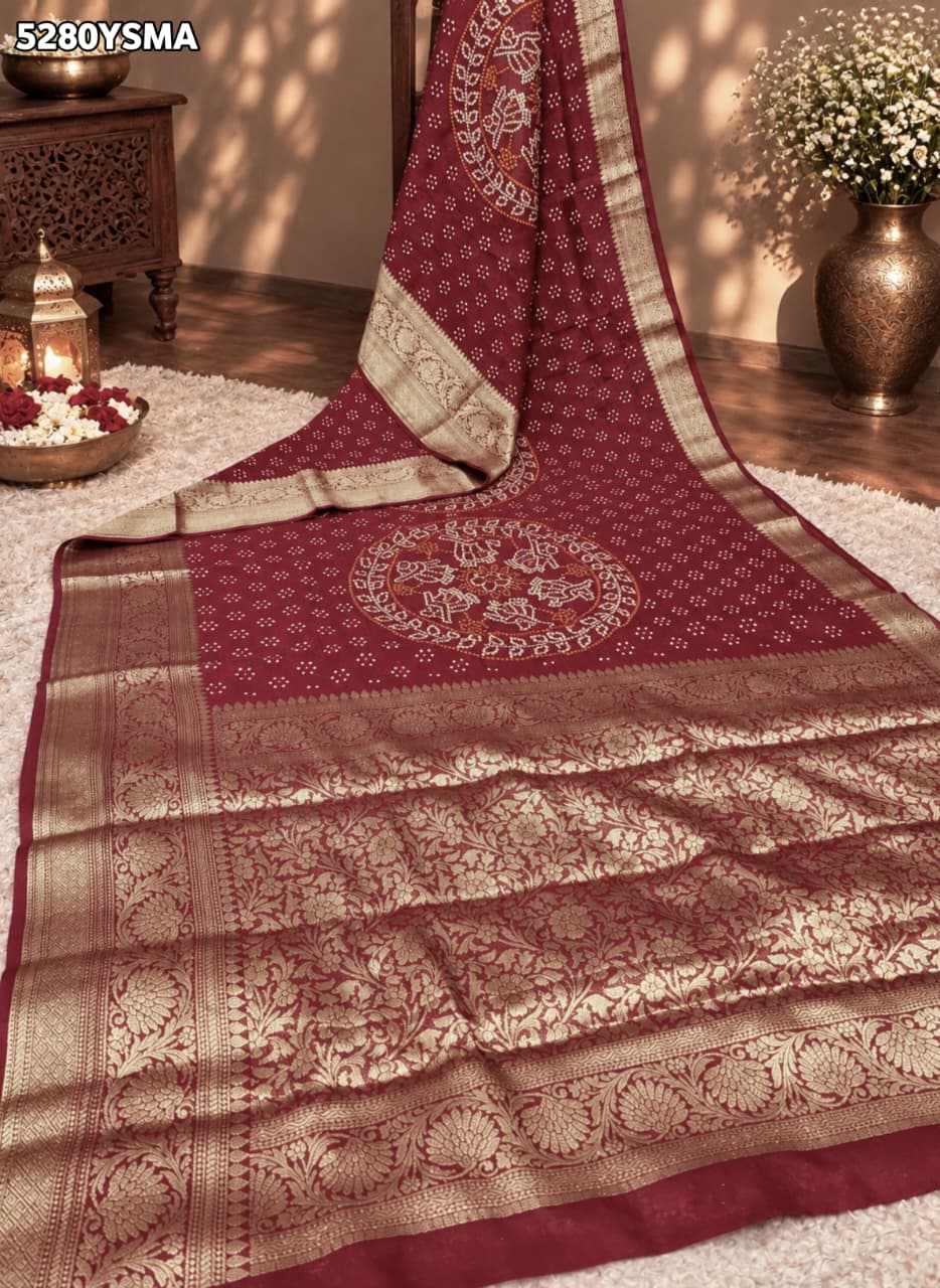 KcPc Viscous Silk Bandhani Style Saree with Zari Weaving for Festive WearVJT