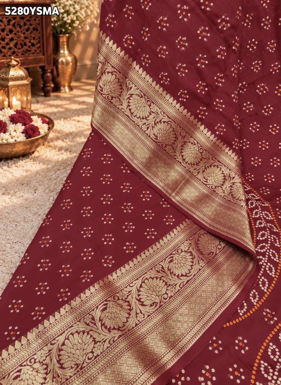 KcPc Viscous Silk Bandhani Style Saree with Zari Weaving for Festive WearVJT