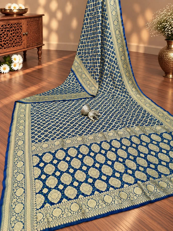 KcPc Designer Pure Khaddi Georgette Meenakari Saree with Blouse