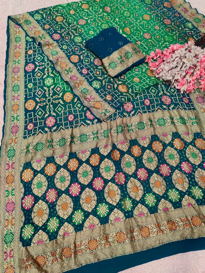 KcPc Pure Khaddi Georgette Traditional Meenakari Style Saree for Women