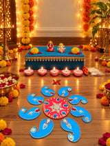 Handcrafted Lakshmi Ganesha Diwali Pooja & Rangoli Set Traditional Mirror Work Rangoli, Clay Diyas & Festive Décor Gift Box