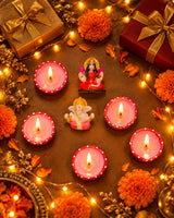 Handcrafted Lakshmi Ganesha Diwali Pooja & Rangoli Set Traditional Mirror Work Rangoli, Clay Diyas & Festive Décor Gift Box
