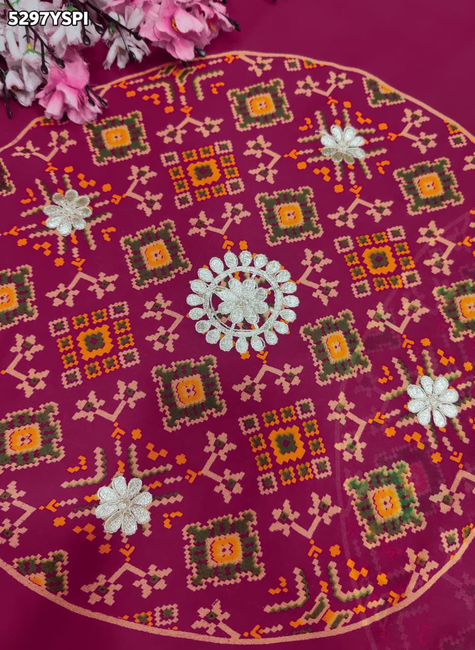 KcPc Traditional Georgette Patola Style Saree with Rich Gotapatti Work PDM