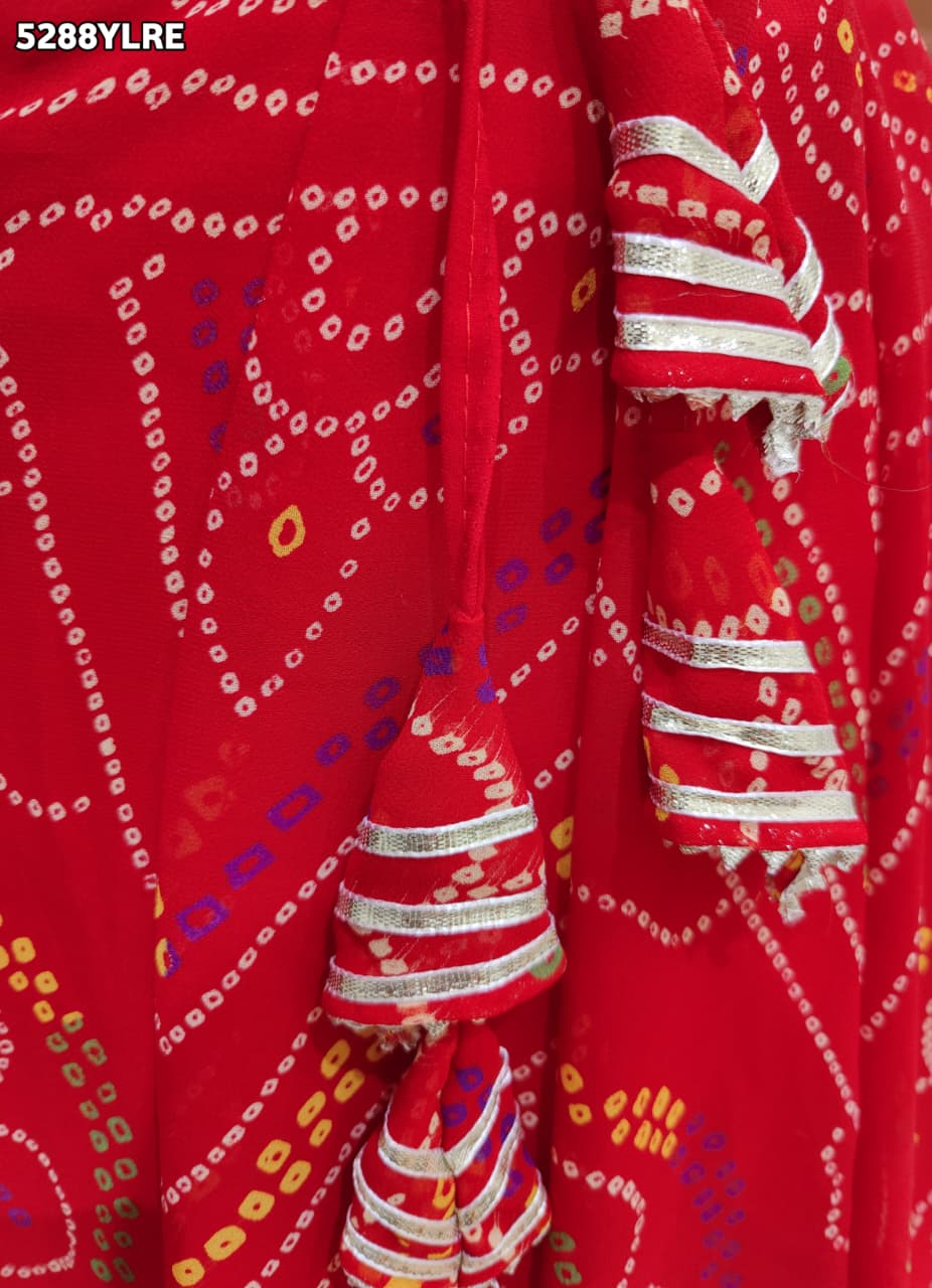 KcPc Georgette Traditional Bandhani Lehenga with Elegant Gota Work for Women