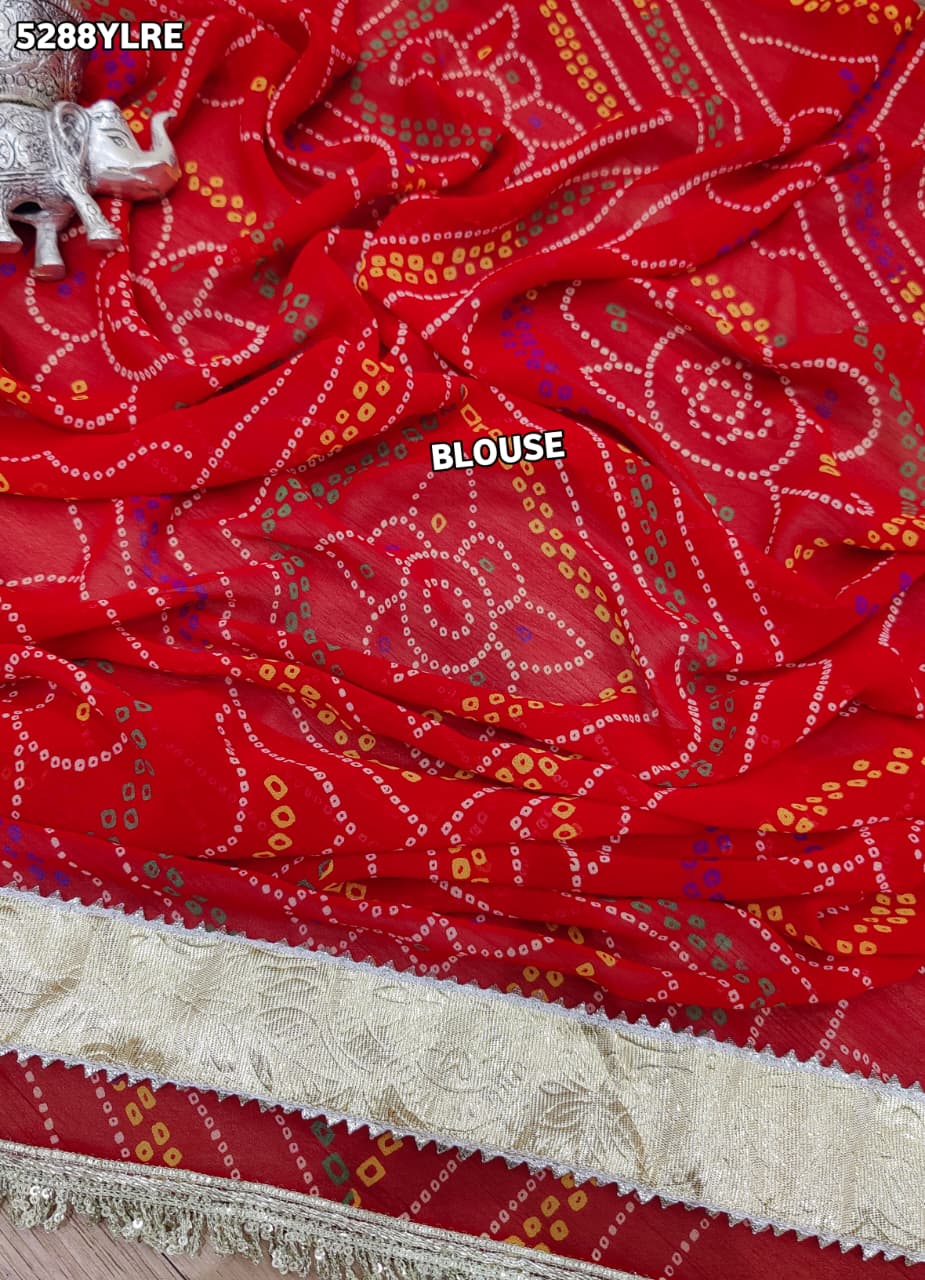 KcPc Georgette Traditional Bandhani Lehenga with Elegant Gota Work for Women