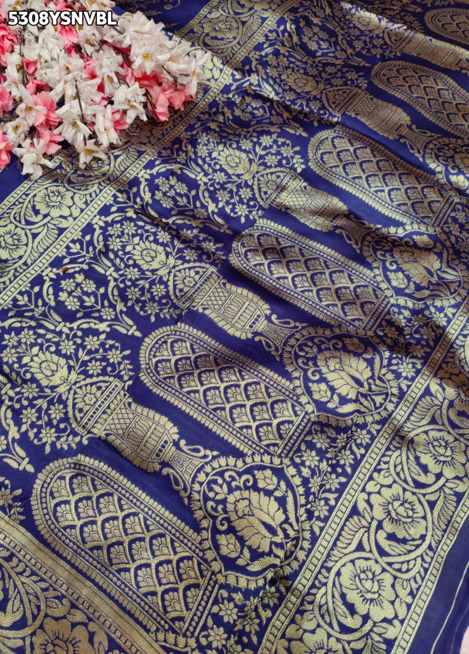 KcPc Traditional Banarasi Style Banarasi Silk Saree with Beautiful Zari WeavingDC