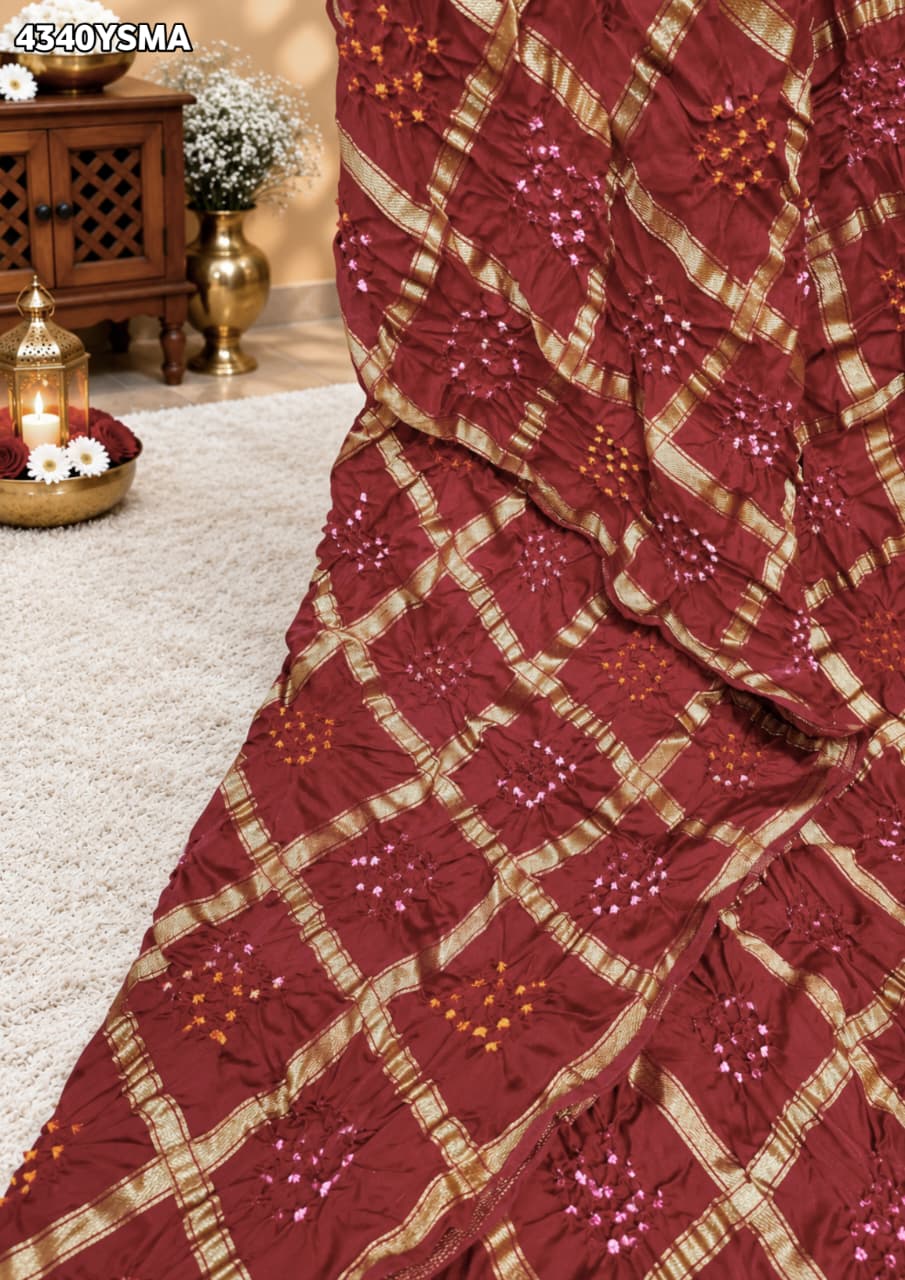 KcPc Traditional Semi Gaji Silk Bandhani Saree Online MSC