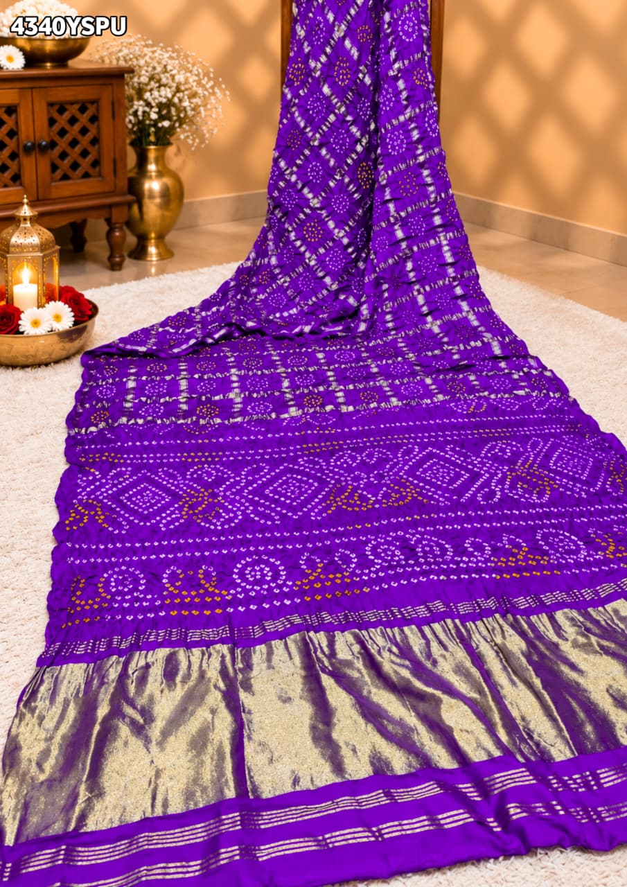 KcPc Royal Semi Gaji Silk Bandhani Saree for Festive Wear MSC