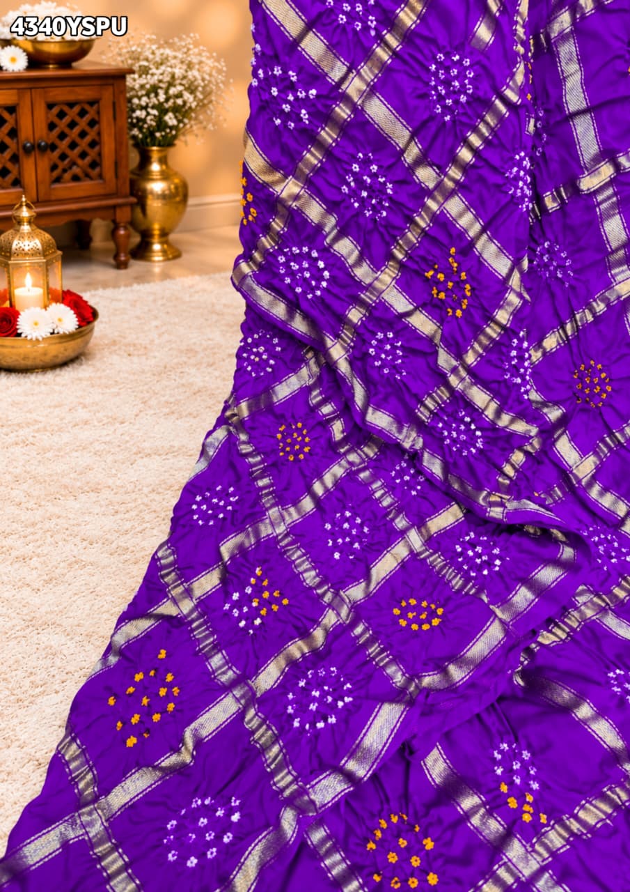 KcPc Royal Semi Gaji Silk Bandhani Saree for Festive Wear MSC