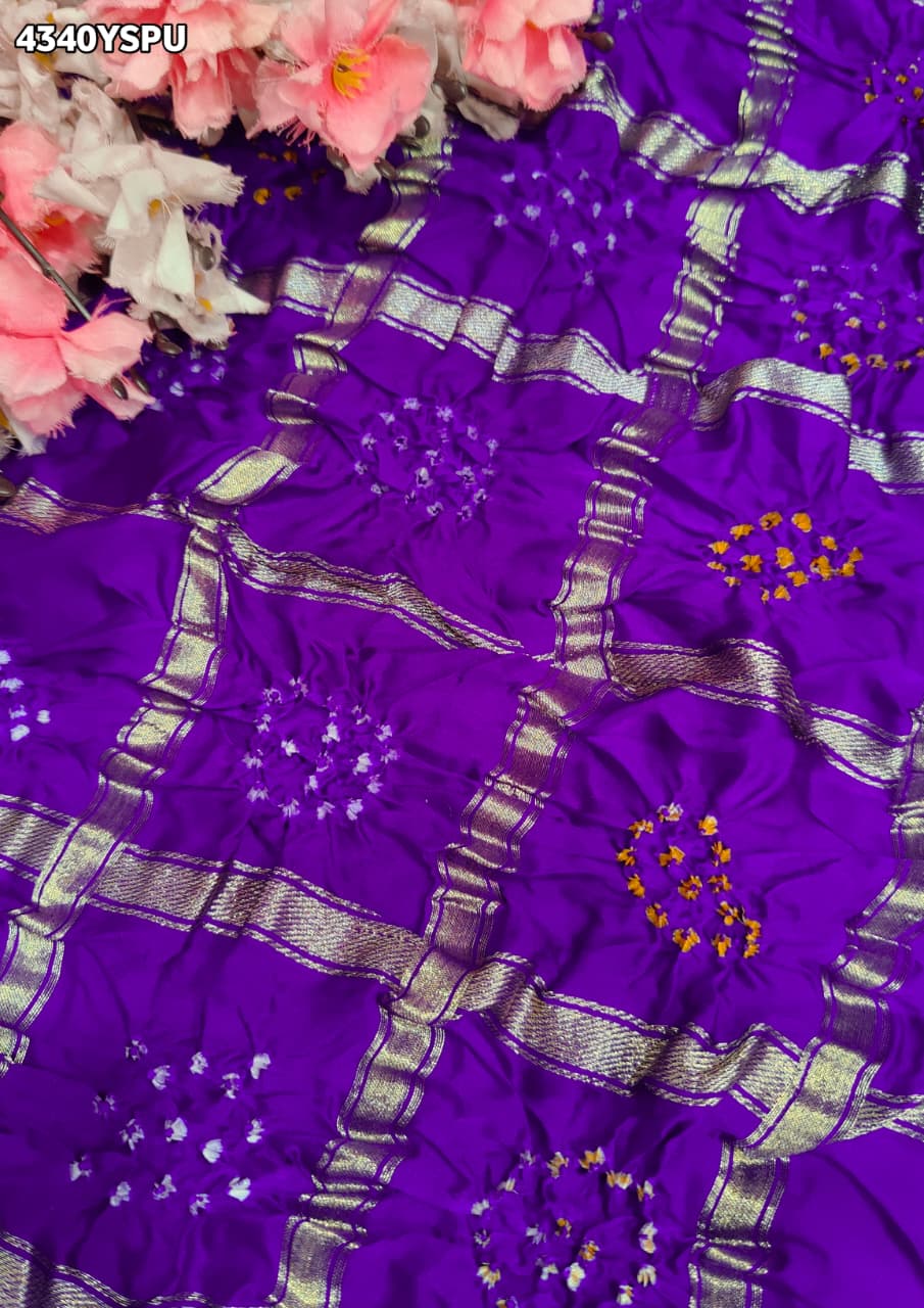 KcPc Royal Semi Gaji Silk Bandhani Saree for Festive Wear MSC