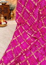 KcPc Designer Semi Gaji Silk Bandhani Saree with Blouse MSC