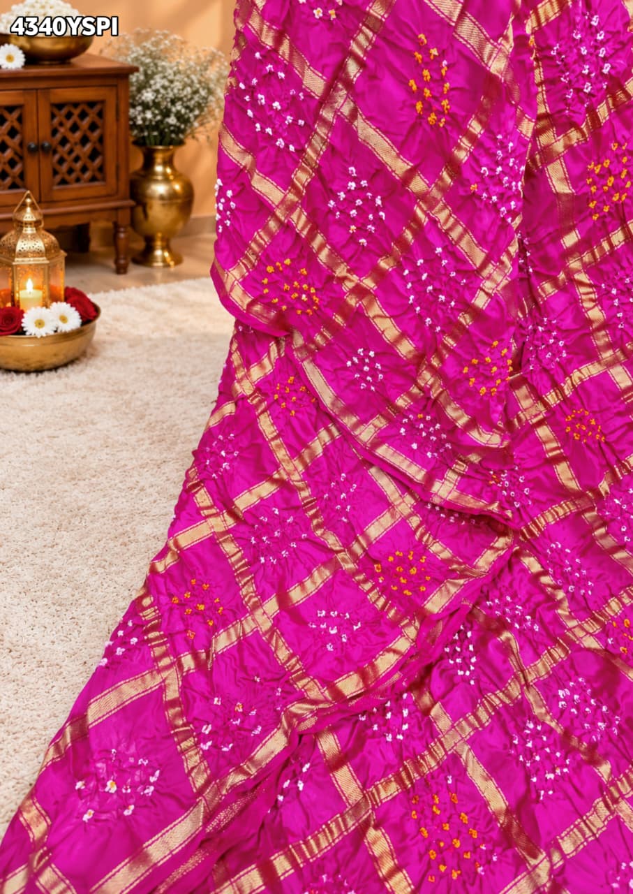 KcPc Designer Semi Gaji Silk Bandhani Saree with Blouse MSC