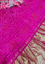 KcPc Designer Semi Gaji Silk Bandhani Saree with Blouse MSC
