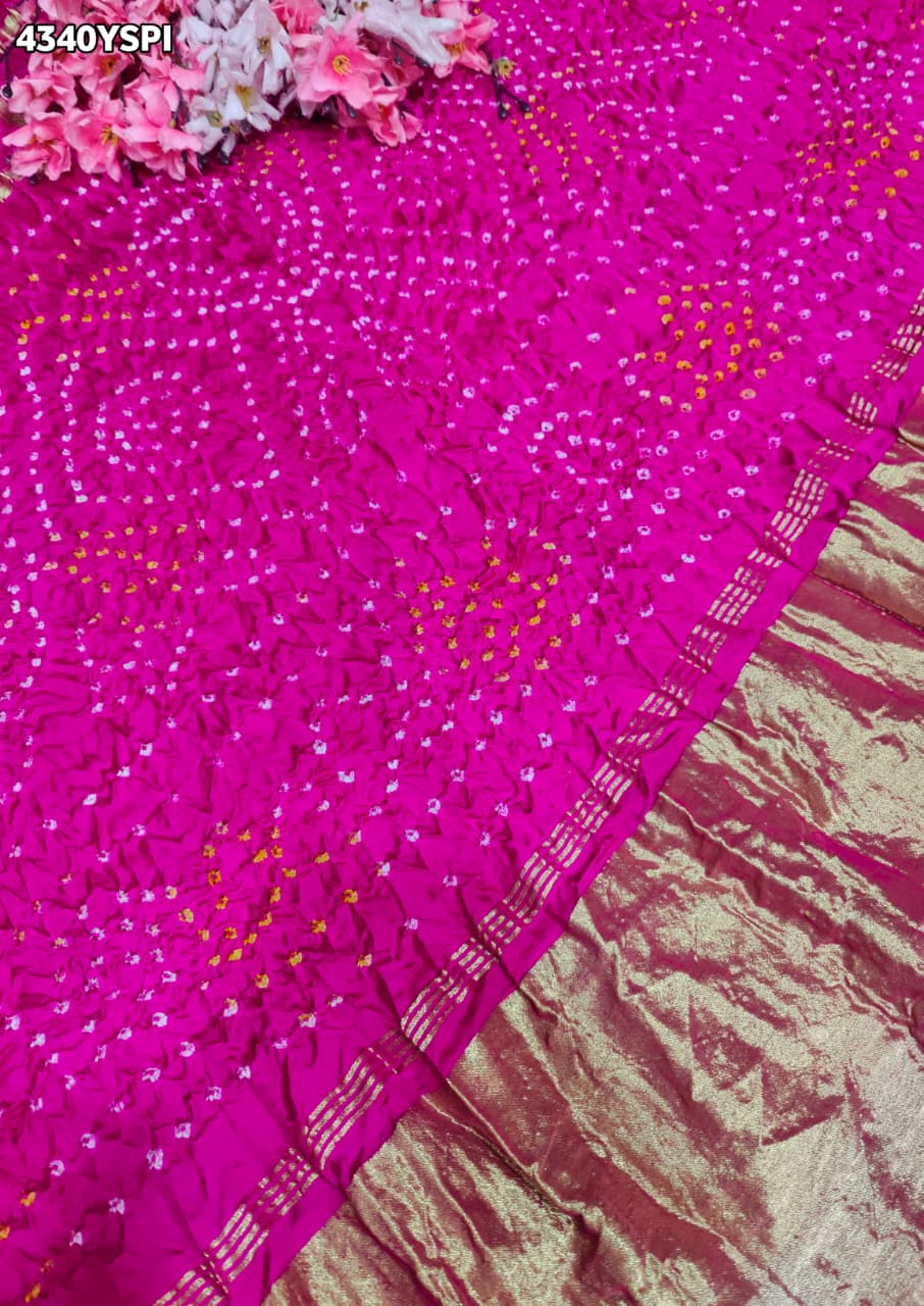 KcPc Designer Semi Gaji Silk Bandhani Saree with Blouse MSC