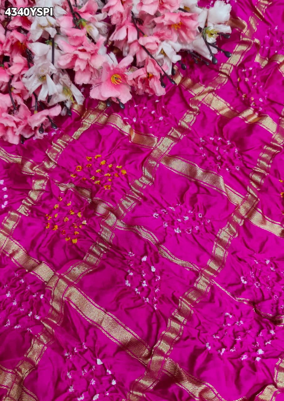 KcPc Designer Semi Gaji Silk Bandhani Saree with Blouse MSC
