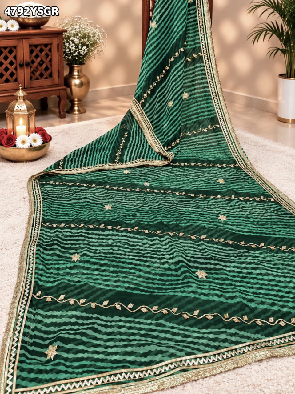 KcPc Luxury Georgette Leheriya Style Saree with Blouse MHS