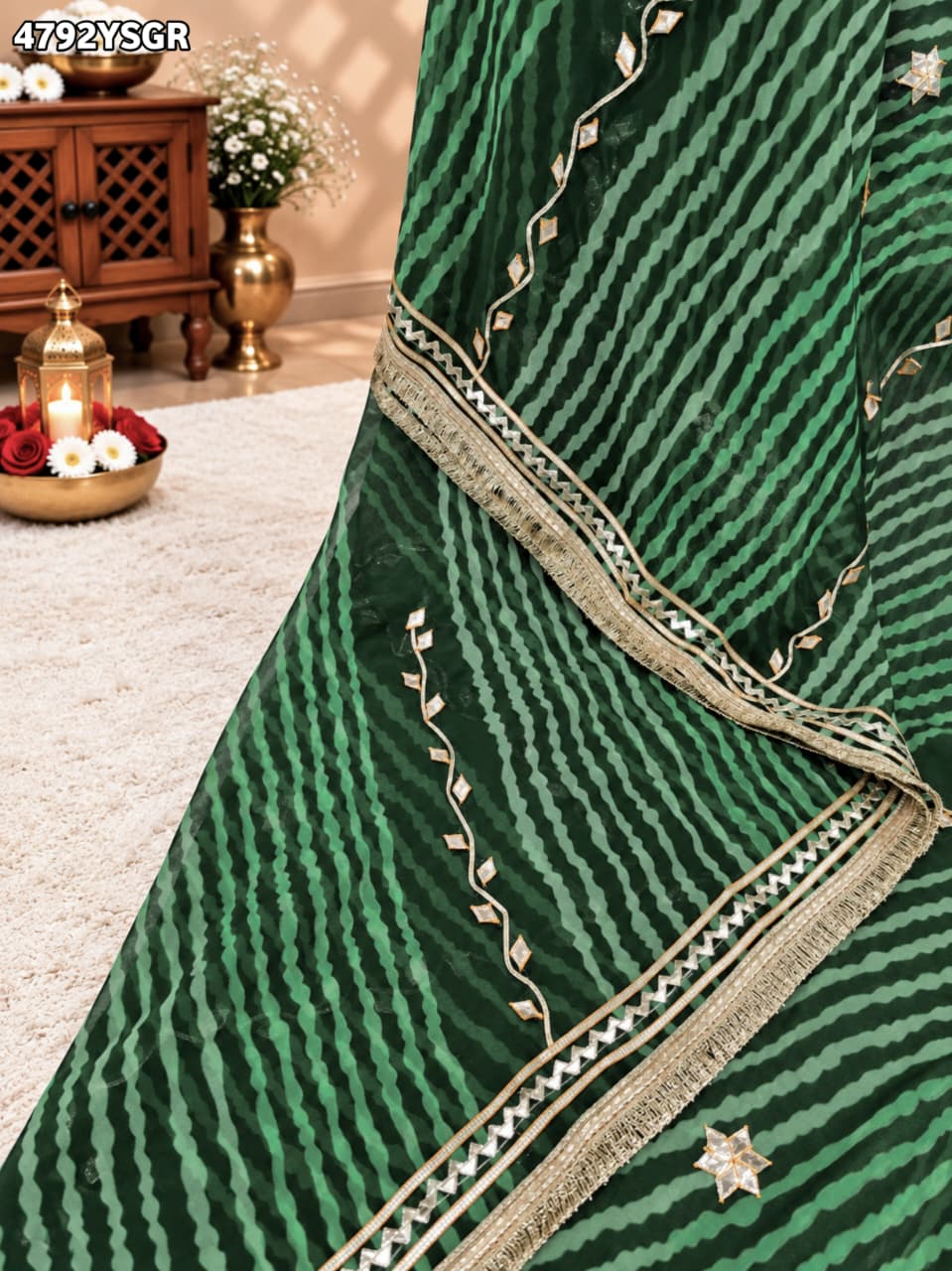 KcPc Luxury Georgette Leheriya Style Saree with Blouse MHS