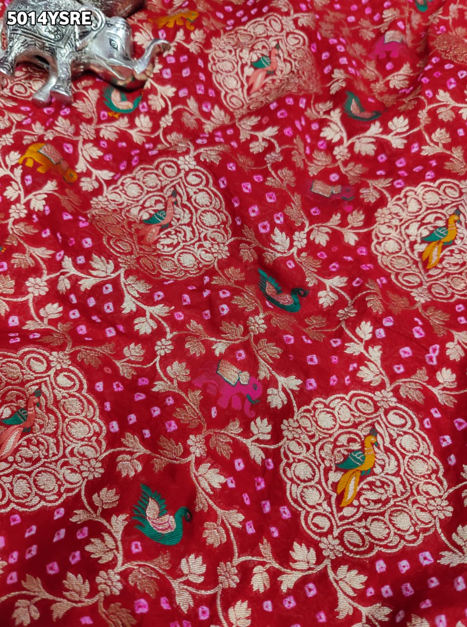 KcPc Pure Khaddi Georgette Kalamkari Saree with Zari Weaving ASIF
