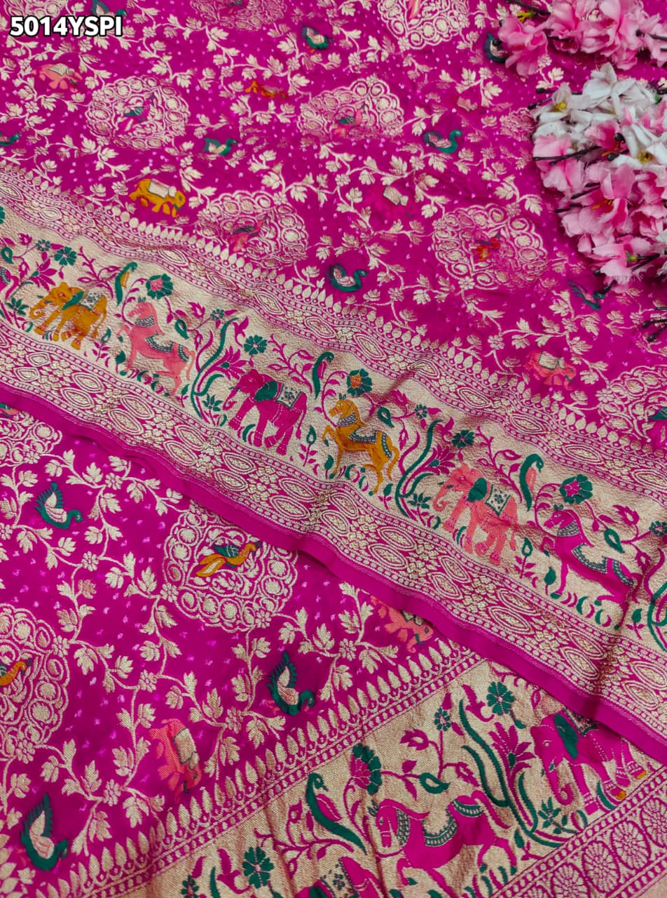 KcPc Traditional Kalamkari Style Pure Khaddi Georgette Saree with Zari Work ASIF