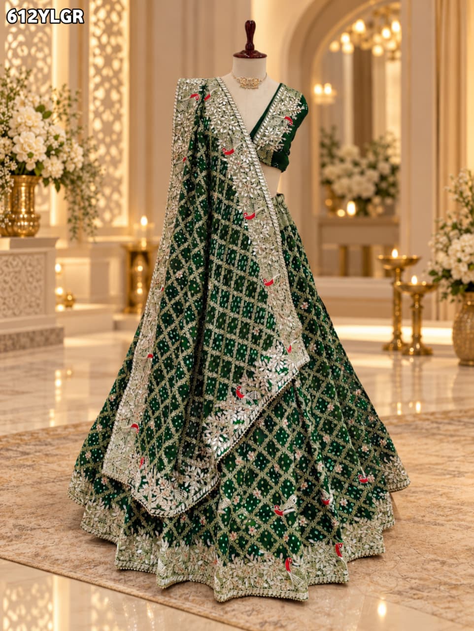 KCPC Special Designer Pure Khaddi Georgette Neemjari Bandhej Ghatchola Gotapatti Lehenga BTU