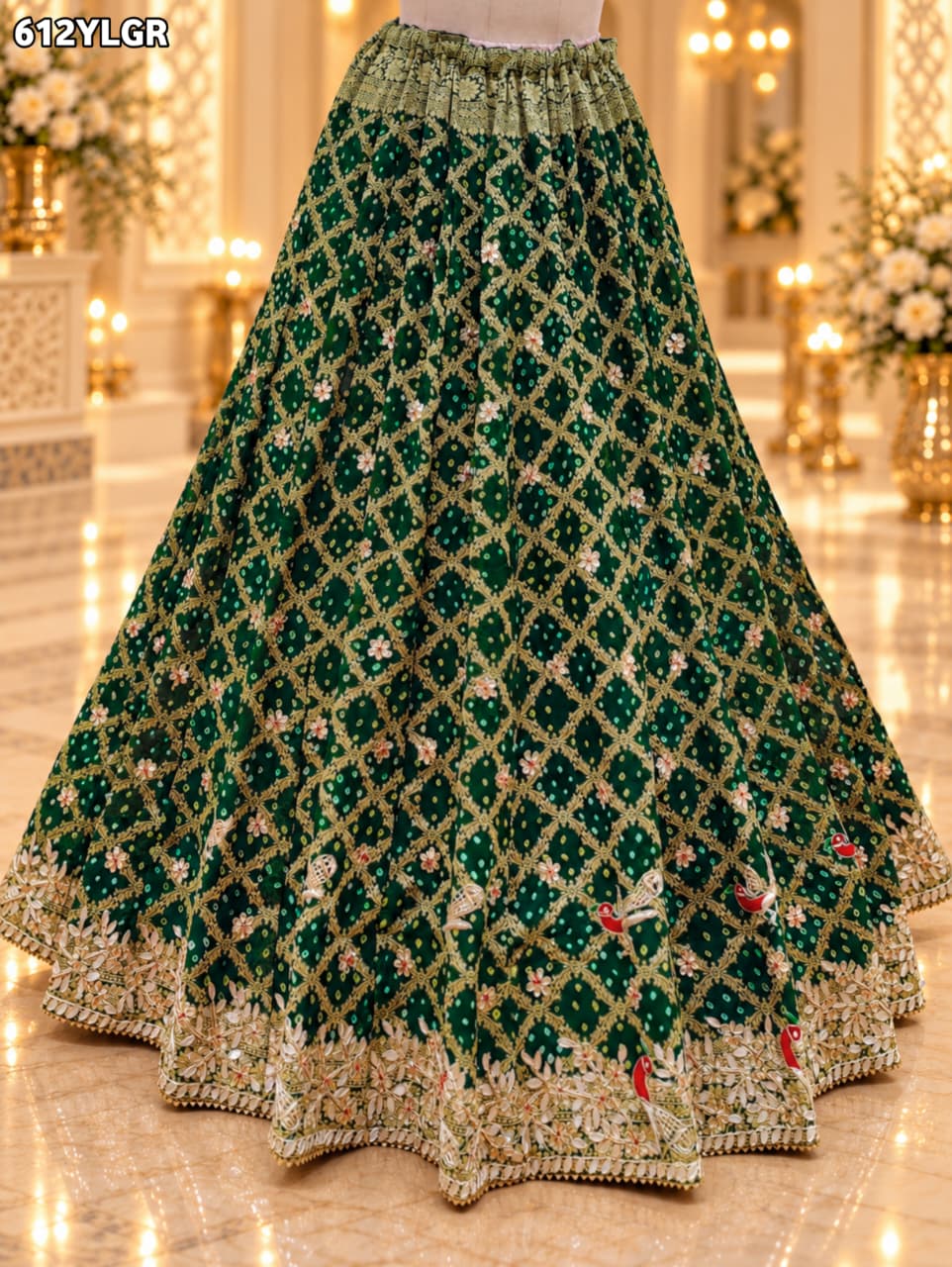 KCPC Special Designer Pure Khaddi Georgette Neemjari Bandhej Ghatchola Gotapatti Lehenga BTU