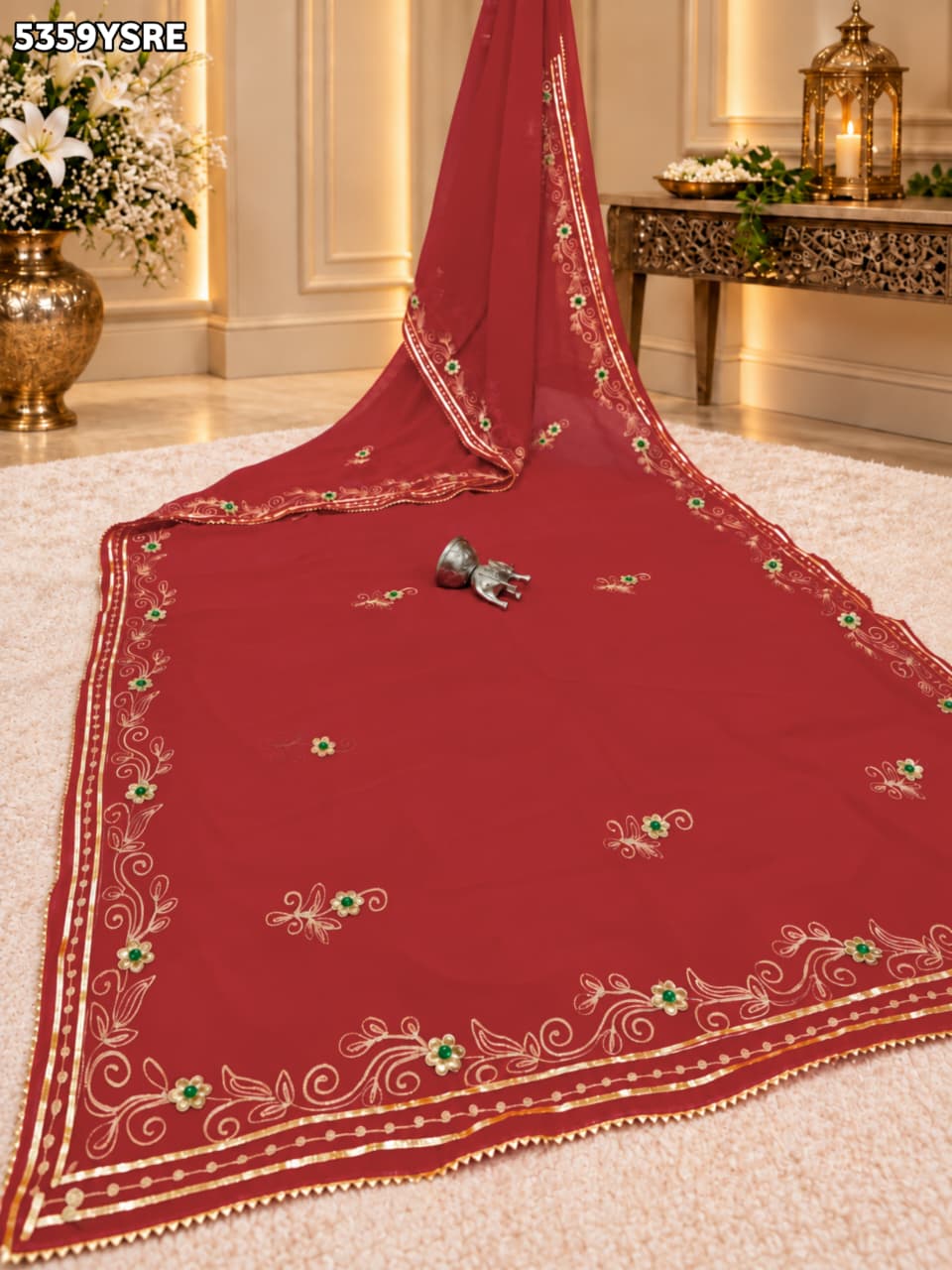 Kcpc Traditional Georgette with Aari Work for Festive Wear Saree STC