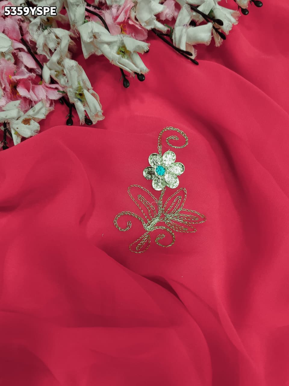 Kcpc New Georgette with Aari Work for Festive Wear Saree STC