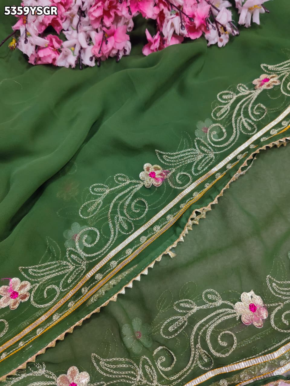 Kcpc Latest Georgette with Aari Work for Festive Wear Saree STC