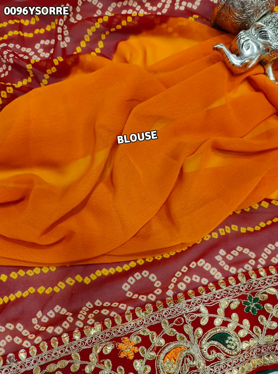 KCPC New Georgette Gotapatti Work Chunri Pomcha Saree LGC