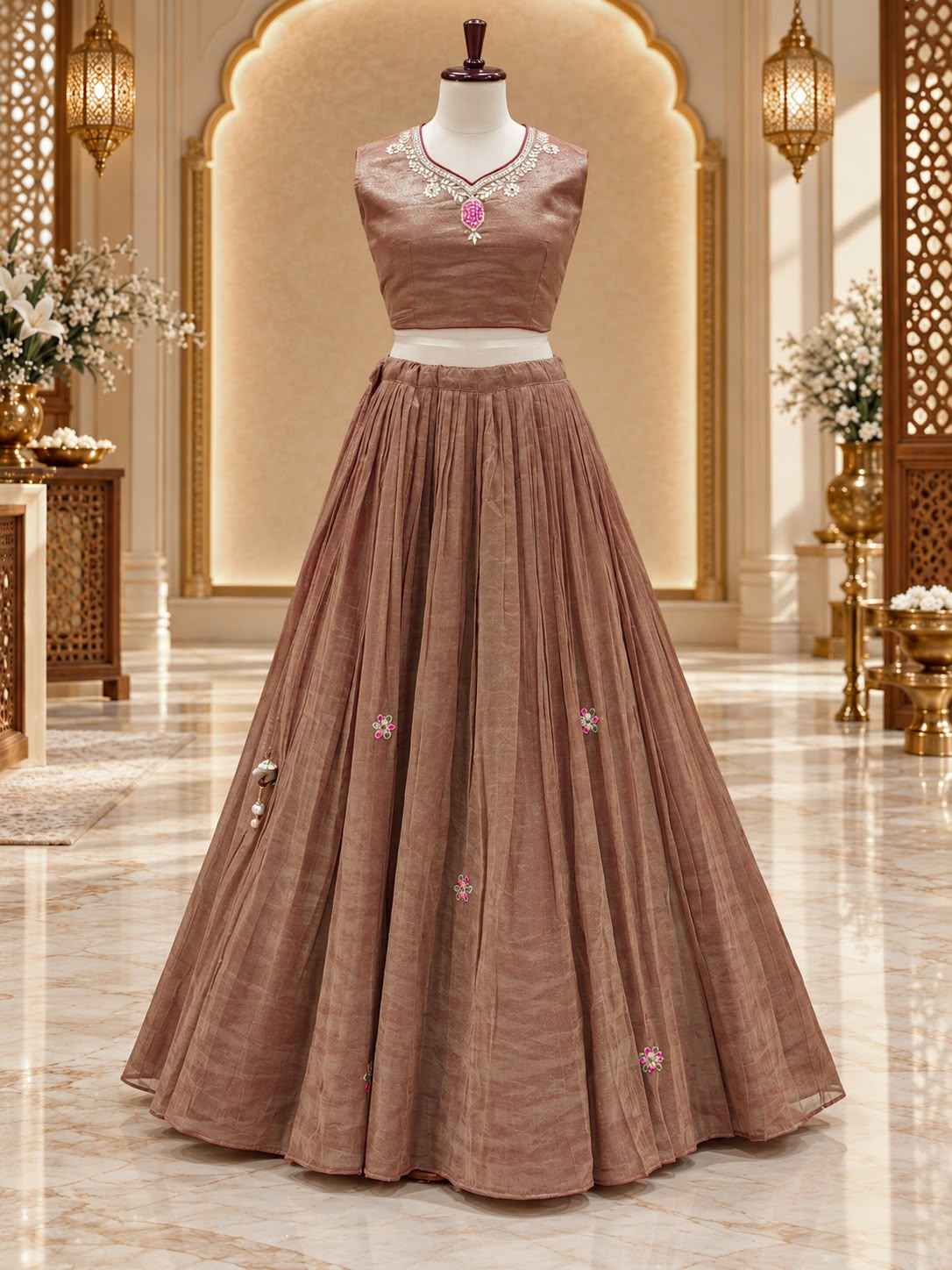KcPc Designer Tissue Silk Lehenga Featuring Beautiful Gotapatti Work for Festive Wear