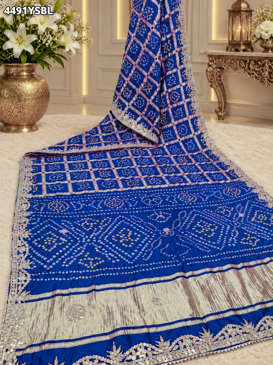 KcPc Latest Royal Gaji Silk Bandhani Saree with Elegant Gotapatti Work