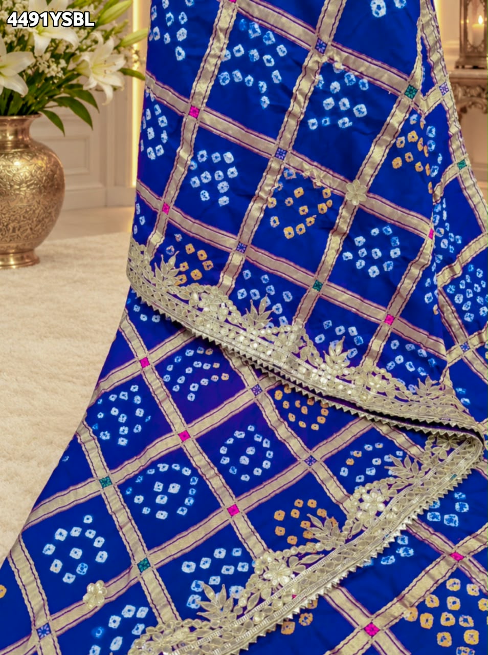 KcPc Latest Royal Gaji Silk Bandhani Saree with Elegant Gotapatti Work