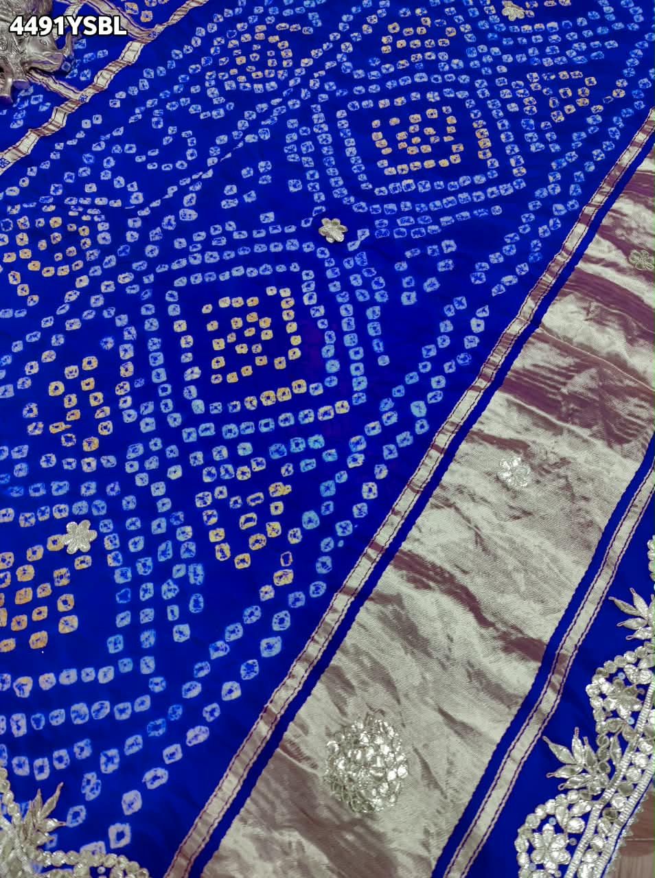 KcPc Latest Royal Gaji Silk Bandhani Saree with Elegant Gotapatti Work
