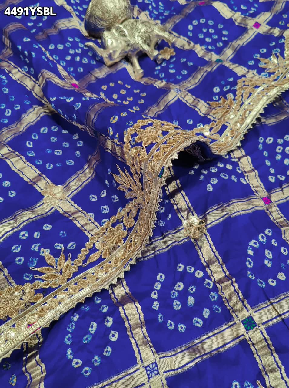 KcPc Latest Royal Gaji Silk Bandhani Saree with Elegant Gotapatti Work