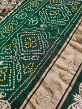 KcPc Traditional Royal Gaji Silk Bandhani Saree with Elegant Gotapatti Work