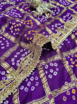 KcPc Royal Gaji Silk Bandhani Saree with Elegant Gotapatti Work