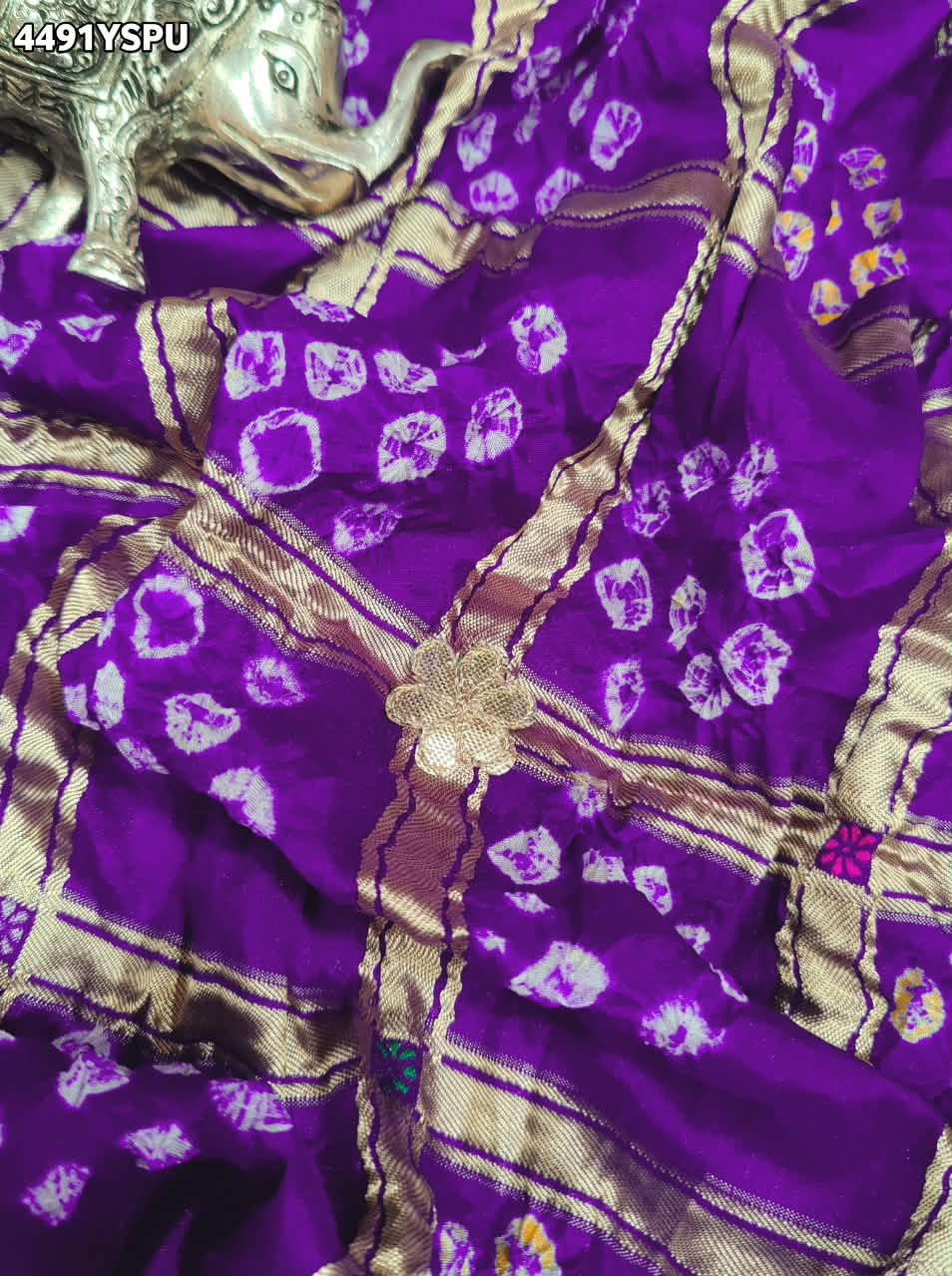 KcPc Royal Gaji Silk Bandhani Saree with Elegant Gotapatti Work