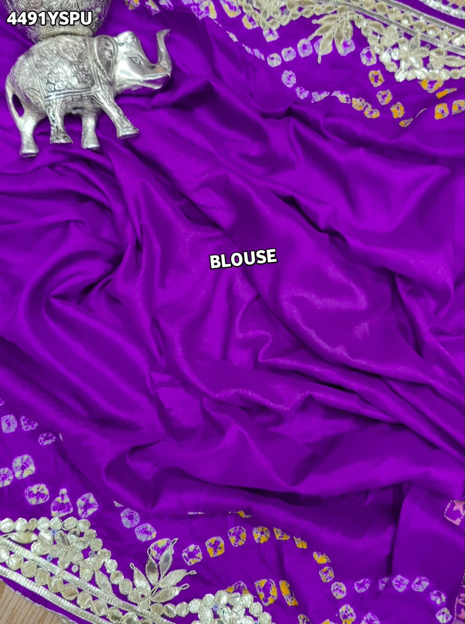 KcPc Royal Gaji Silk Bandhani Saree with Elegant Gotapatti Work