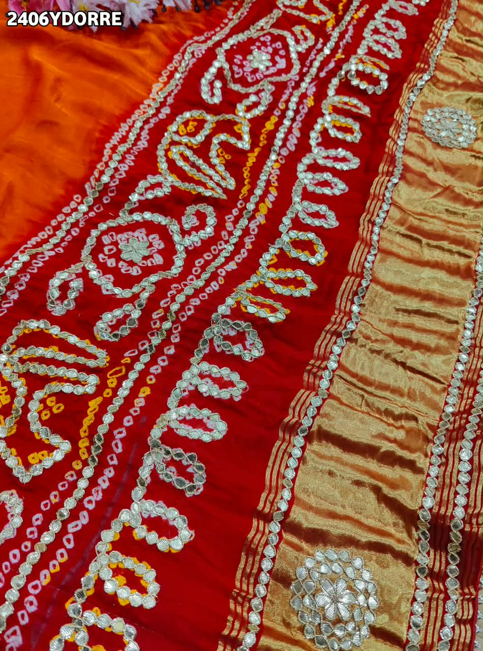Gaji Silk Bandhani Style Dupatta with Gota Patti Work 2