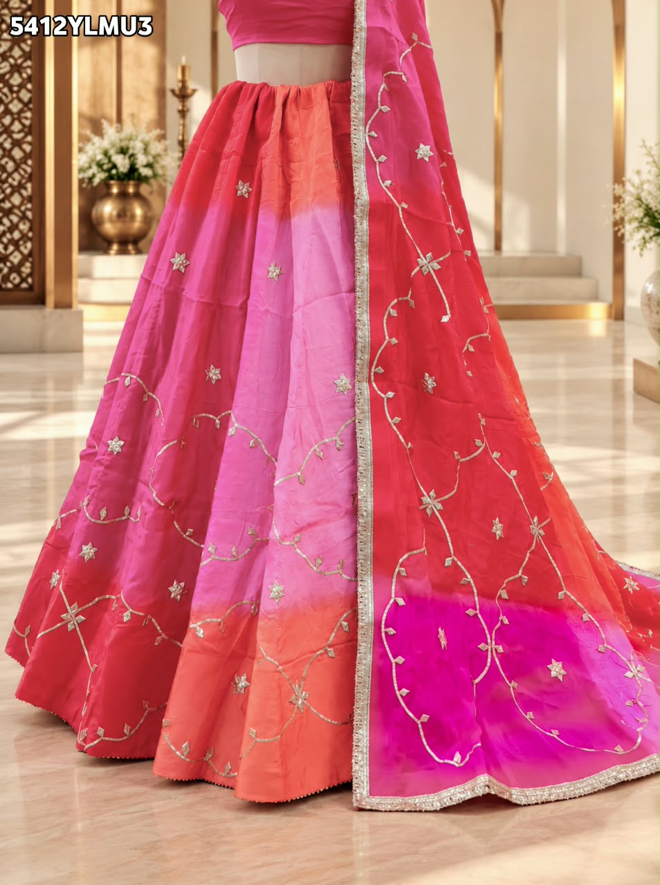 Designer HO Silk Lehenga with Traditional Gotapatti Work 3
