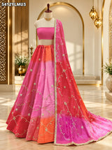 Designer HO Silk Lehenga with Traditional Gotapatti Work 1