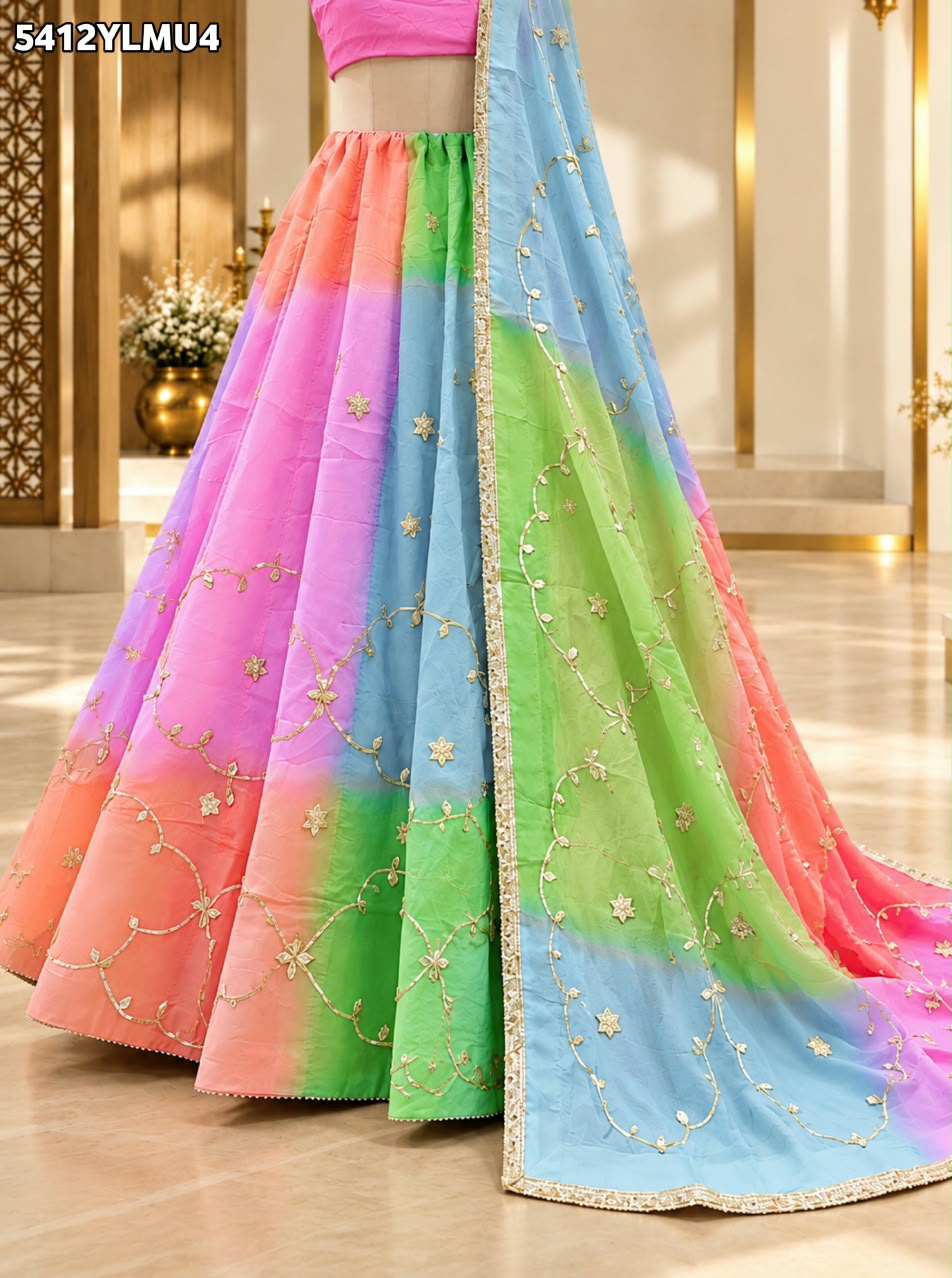 Designer HO Silk Lehenga with Traditional Gotapatti Work 3