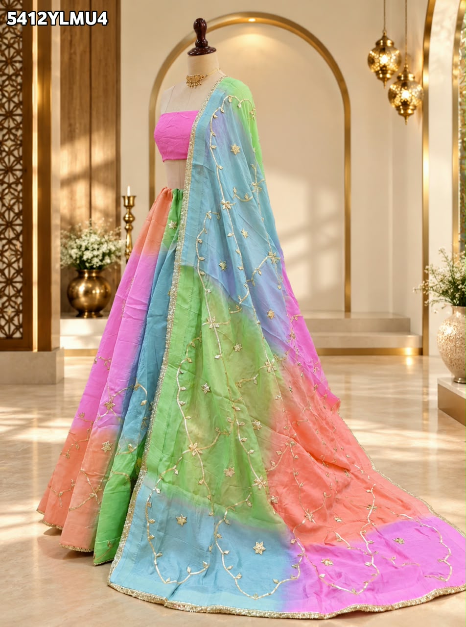 Designer HO Silk Lehenga with Traditional Gotapatti Work 4