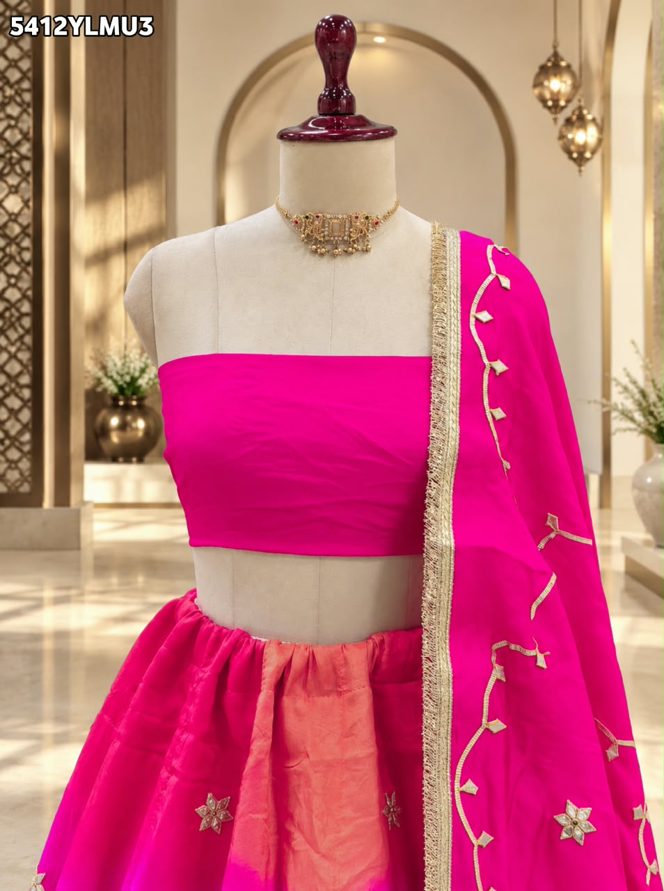 Designer HO Silk Lehenga with Traditional Gotapatti Work 2