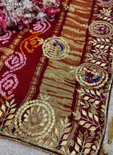 New Pure Gaji Silk Handmade Bandhej Gotapatti Work Jaipuri Dupatta 2
