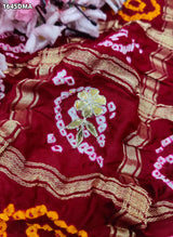 New Pure Gaji Silk Handmade Bandhej Gotapatti Work Jaipuri Dupatta 3